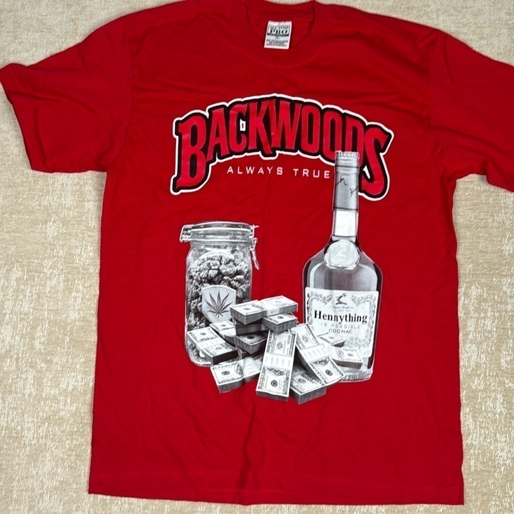 Hennessy Backwoods Red Hip Hop T-Shirt Red Vato Gangster XL Cotton Street Wear